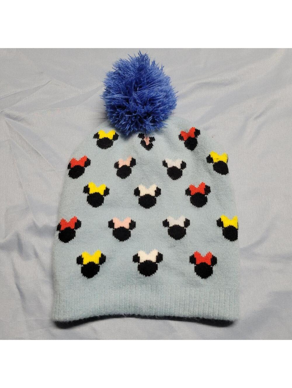 Disney Minnie Mouse Blue Pom Beanie Kids Size 2T–5T